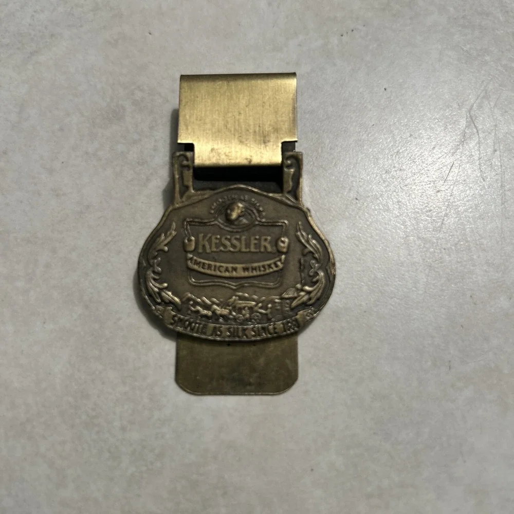 VTG Kessler American Whiskey Money Clip Smooth As Silk ,Brass Money Clip Whiskey